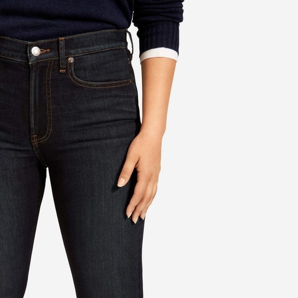 EVERLANE Authentic Stretch High Rise Skinny Jeans Dark Indigo Blue ~ 25 Ankle - Picture 11 of 12